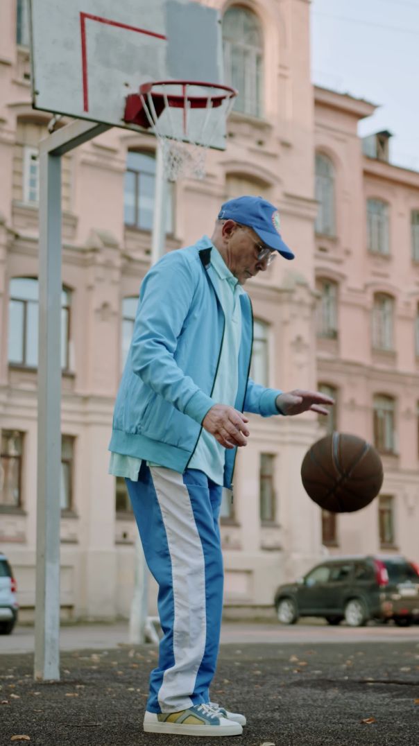 Old Man Shows Off His Basketball